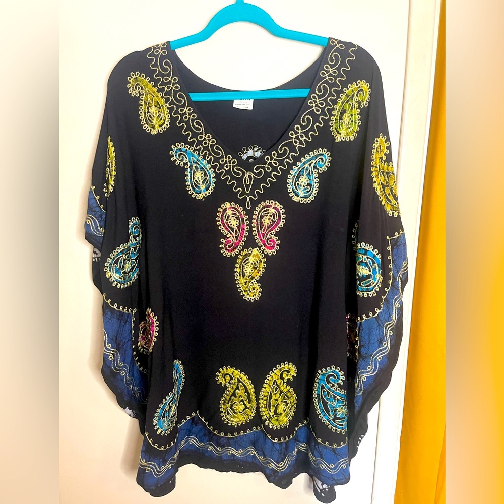 Paisley Embroidered Kaftan Top XL/XXL